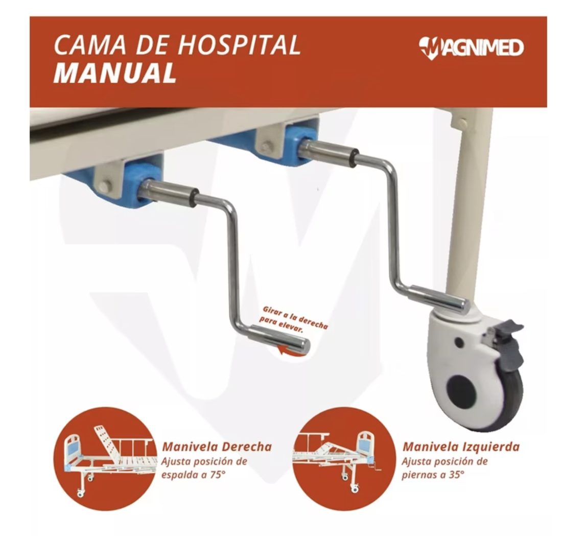 Detalle de manivelas de la cama manual básica